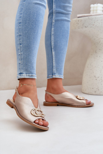 Sandali da donna con tacchi larghi con ornamenti Laura Messi 2865 colore dorato 2