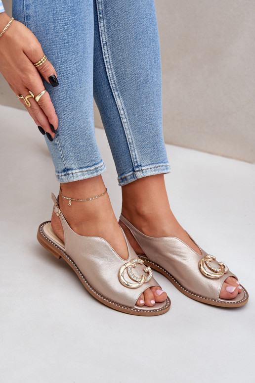 Sandali da donna con tacchi larghi con ornamenti Laura Messi 2865 colore dorato Sandali da donna con tacchi larghi con ornamenti Laura Messi 2865 colore dorato