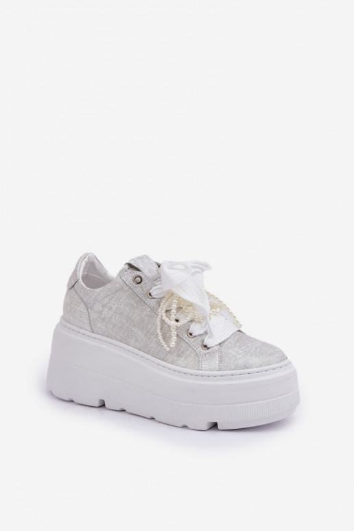 Pelle Scarpe modello sneakers con una piattaforma CheBello 4658 color argento