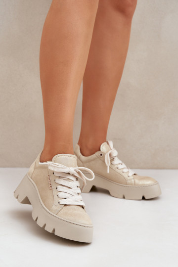 Scarpe sportive con plateau CheBello 4632 color oro 2