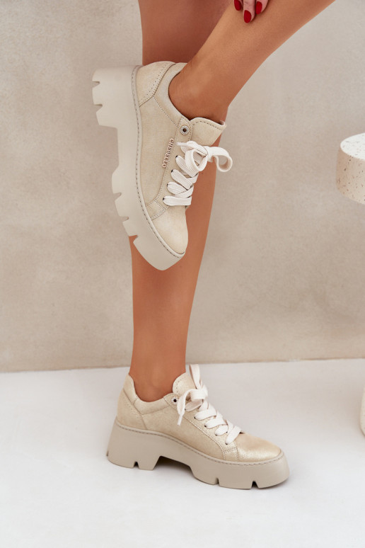 Scarpe modello sneakers scarpe da ginnastica con una piattaforma CheBello 4632 colore dorato