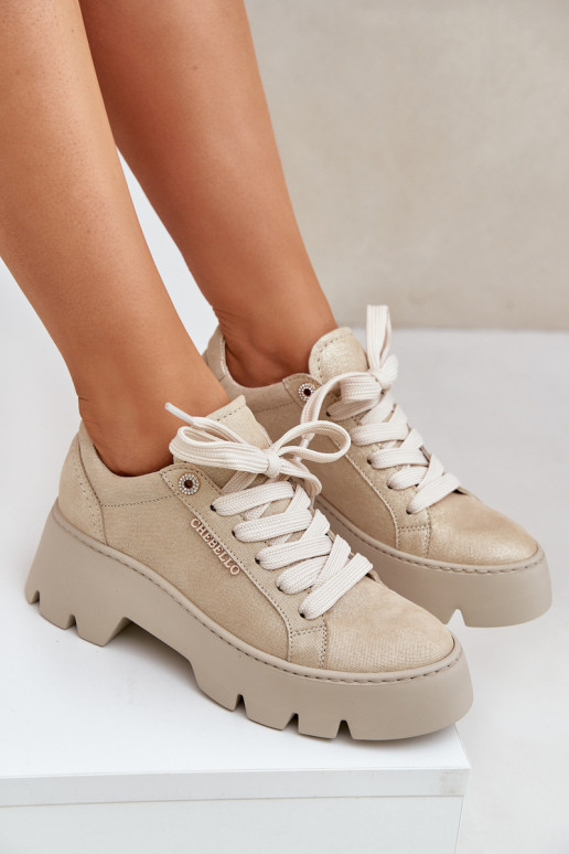 Scarpe modello sneakers scarpe da ginnastica con una piattaforma CheBello 4632 colore dorato