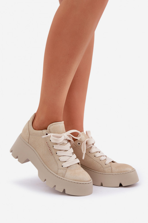 Scarpe modello sneakers scarpe da ginnastica con una piattaforma CheBello 4632 colore dorato