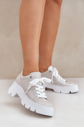 Scarpe sportive con plateau CheBello 4632 color argento 2