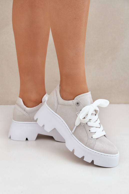 Scarpe modello sneakers scarpe da ginnastica con una piattaforma CheBello 4632 color argento