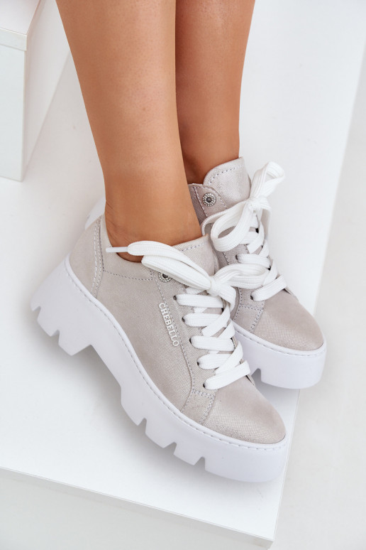 Scarpe modello sneakers scarpe da ginnastica con una piattaforma CheBello 4632 color argento