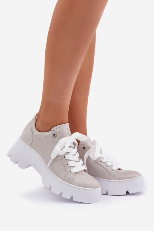 Scarpe modello sneakers scarpe da ginnastica con una piattaforma CheBello 4632 color argento