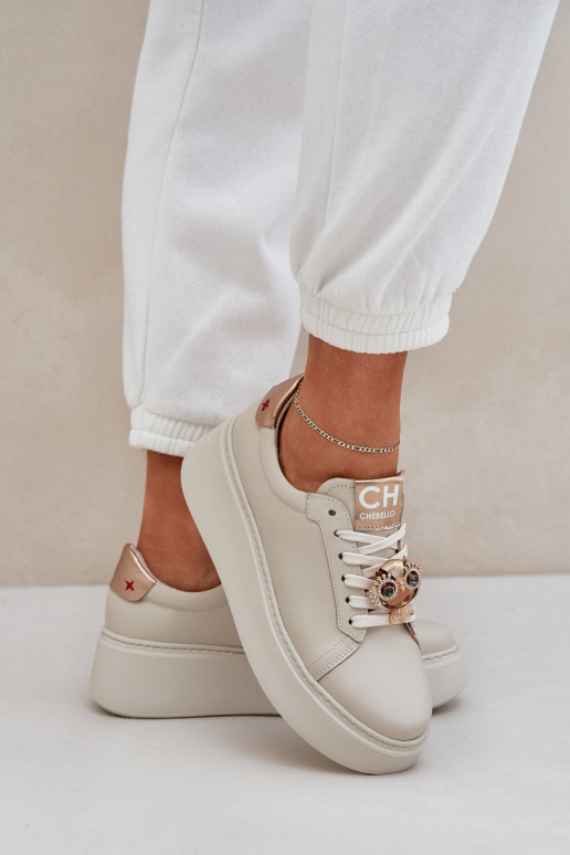 Femminile Pelle Scarpe modello sneakers CheBello 4411 colore avorio