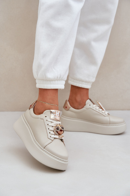 Femminile Pelle Scarpe modello sneakers CheBello 4411 colore avorio