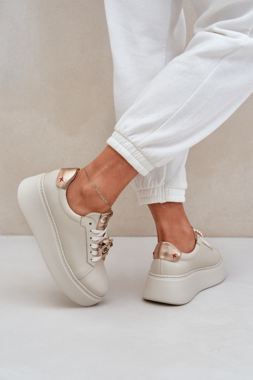 Femminile Pelle Scarpe modello sneakers CheBello 4411 colore avorio