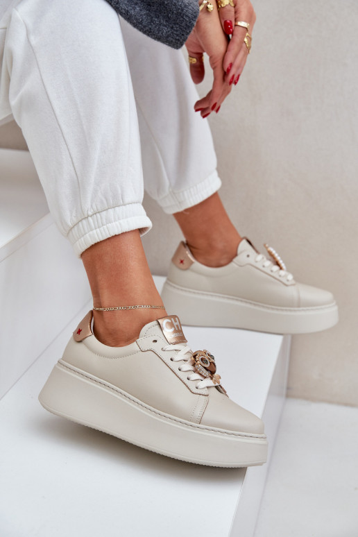 Femminile Pelle Scarpe modello sneakers CheBello 4411 colore avorio