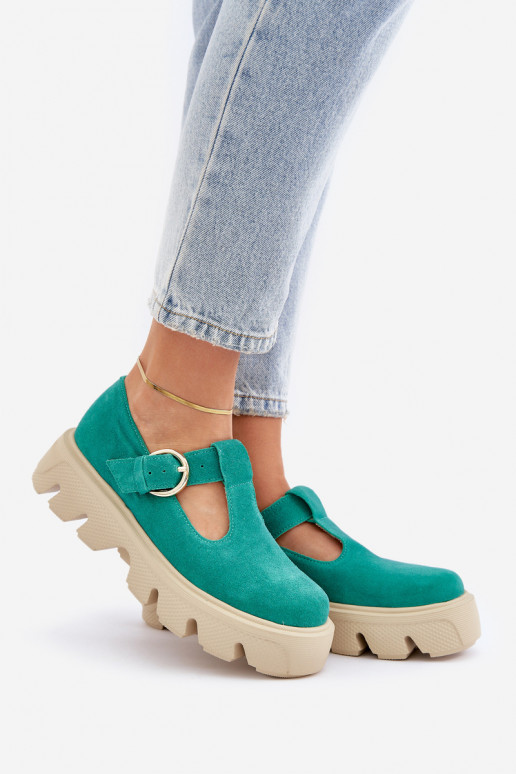 dalla pelle scamosciata scarpe con fibbie Zazoo 20183 colore verde dalla pelle scamosciata scarpe con fibbie Zazoo 20183 colore verde