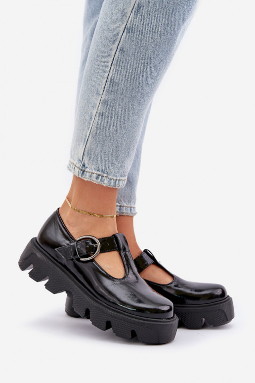 con effetto vernice Pelle scarpe con fibbie Zazoo 20183 colore nero con effetto vernice Pelle scarpe con fibbie Zazoo 20183 colore nero