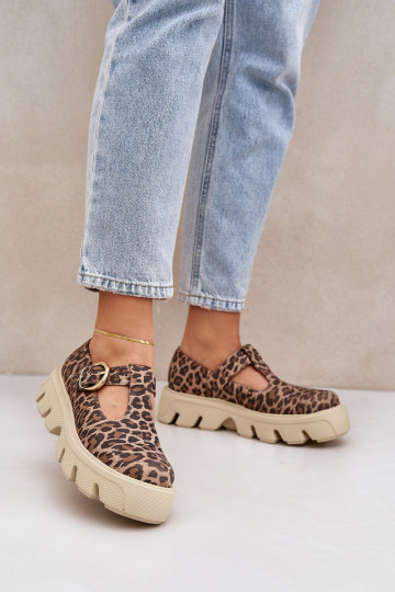Scarpe scamosciate con fibbie e stampa leopardata Zazoo 20183 color marrone 2