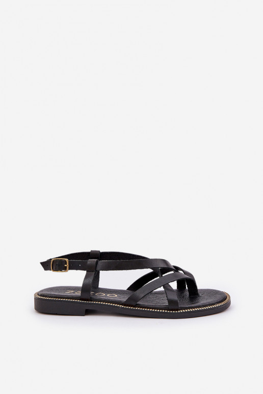 Pelle Sandali bassiPrzeplatającymi Się Paseczkami Zazoo 40429 colore nero Pelle Sandali bassiPrzeplatającymi Się Paseczkami Zazoo 40429 colore nero