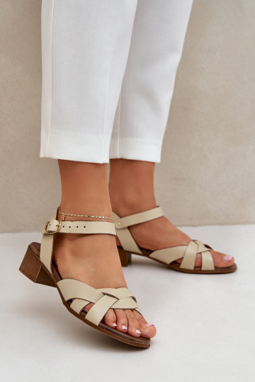Sandali con tacco sottile per donna Zazoo 40372 color avorio