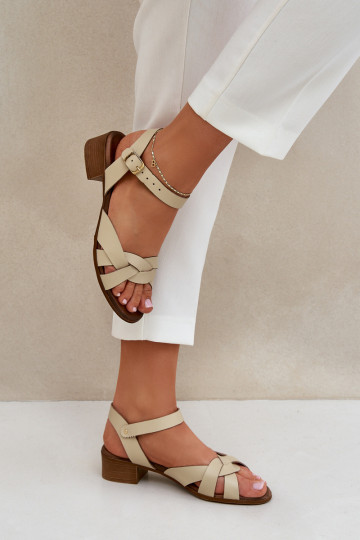 Sandali con tacco sottile per donna Zazoo 40372 color avorio 2