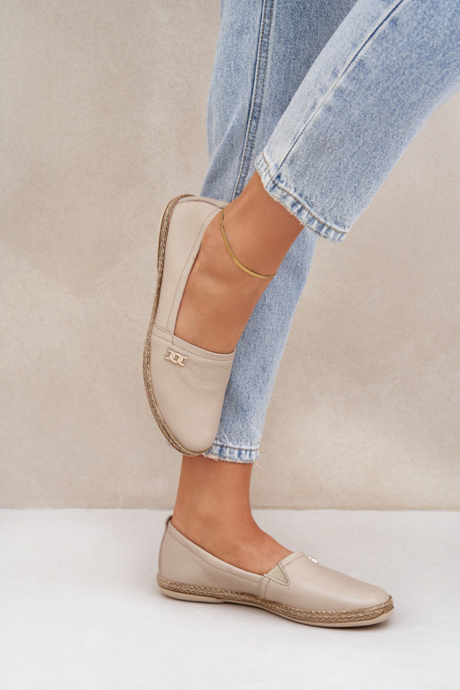 Stile elegante Espadrillas in pelle Femminile Zazoo 10177 beige