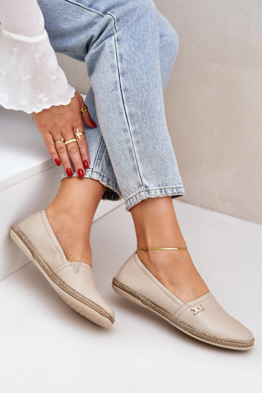 Stile elegante Espadrillas in pelle Femminile Zazoo 10177 beige
