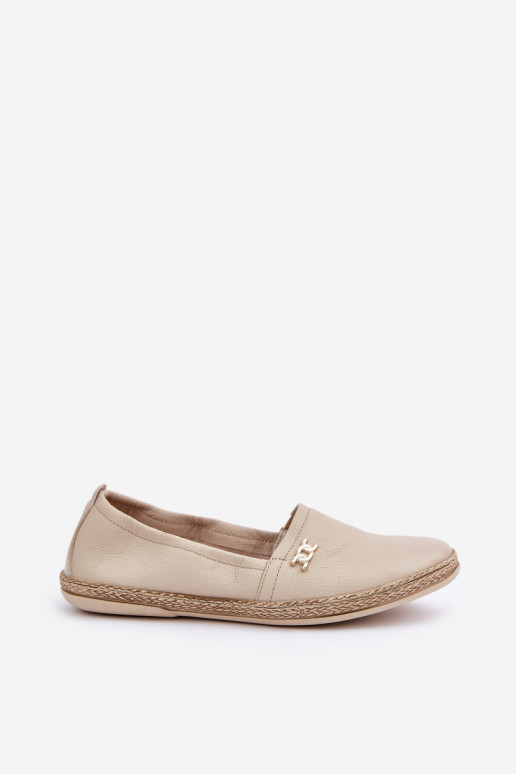 Stile elegante Espadrillas in pelle Femminile Zazoo 10177 beige