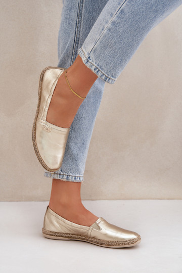 Stile elegante Espadrillas in pelle Femminile Zazoo 10177 colore dorato