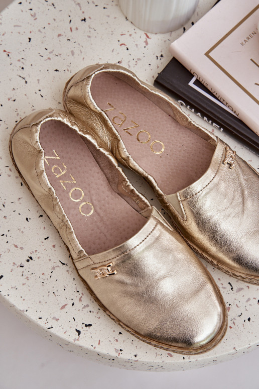 Stile elegante Espadrillas in pelle Femminile Zazoo 10177 colore dorato