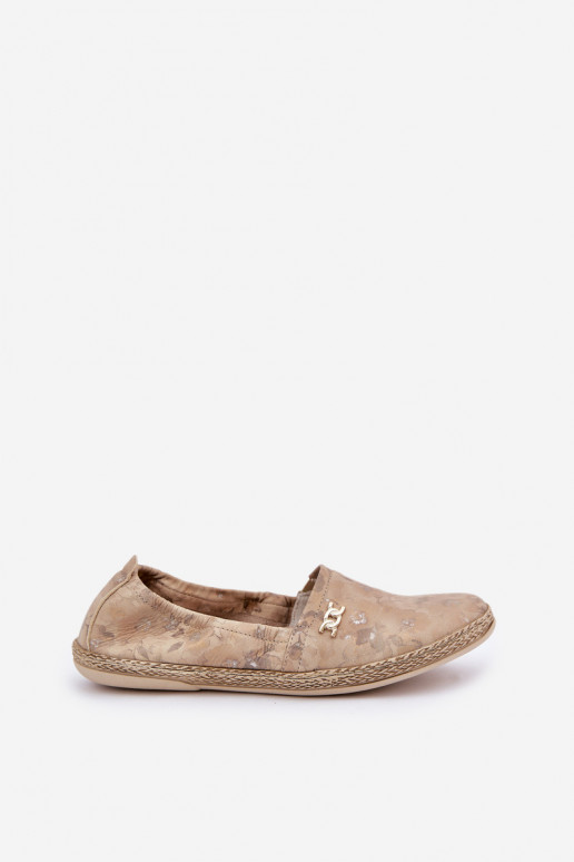 Stile elegante Espadrillas in pelle scamosciata con fiori Femminile Zazoo 10177 beige