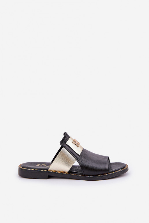 Stile elegante Pantofole Realizzato in pelle naturale con tacchi larghi Zazoo 40423 colore nero Stile elegante Pantofole Realizzato in pelle naturale con tacchi larghi Zazoo 40423 colore nero