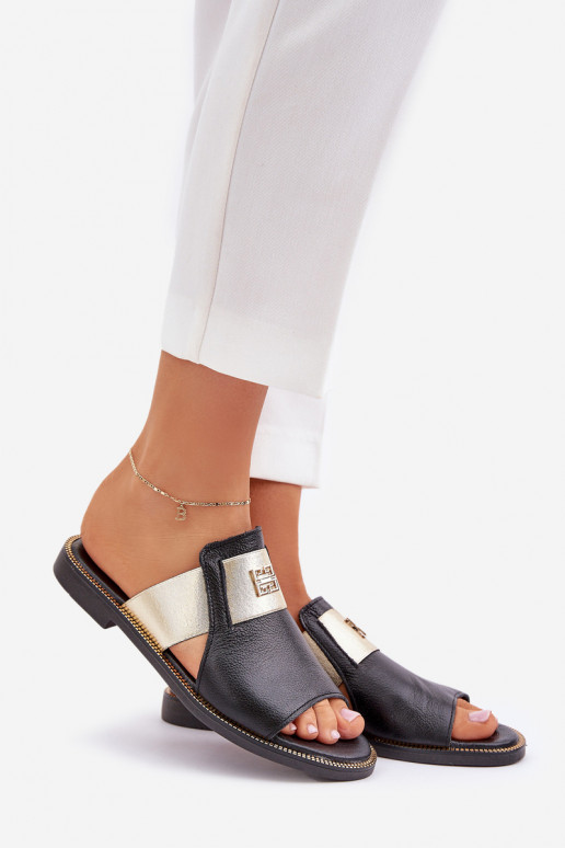 Stile elegante Pantofole Realizzato in pelle naturale con tacchi larghi Zazoo 40423 colore nero Stile elegante Pantofole Realizzato in pelle naturale con tacchi larghi Zazoo 40423 colore nero