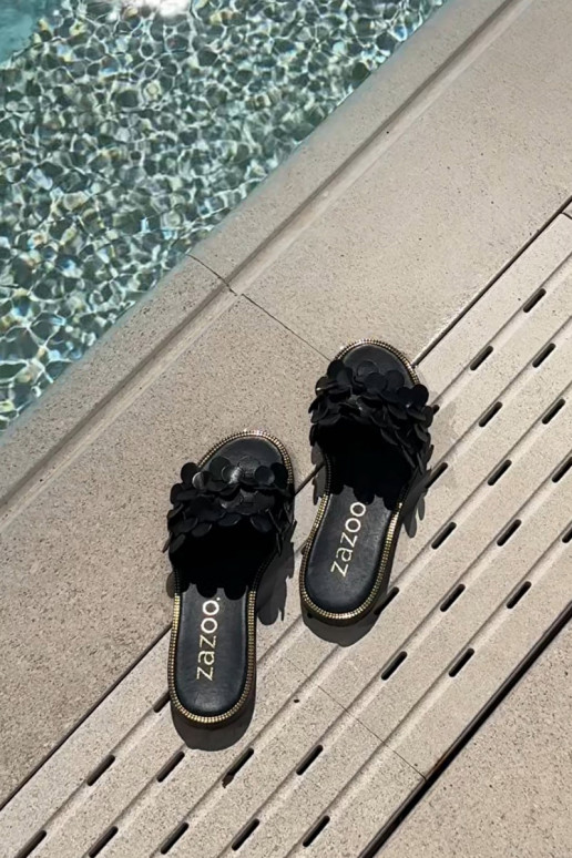 Zazoo 40381 Femminile Pantofole in pelle con tacchi larghi colore nero Zazoo 40381 Femminile Pantofole in pelle con tacchi larghi colore nero