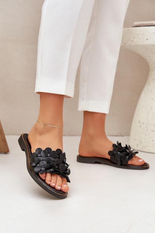 Zazoo 40381 Femminile Pantofole in pelle con tacchi larghi colore nero Zazoo 40381 Femminile Pantofole in pelle con tacchi larghi colore nero