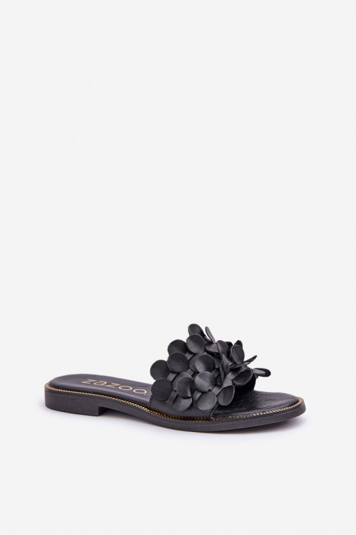 Zazoo 40381 Femminile Pantofole in pelle con tacchi larghi colore nero Zazoo 40381 Femminile Pantofole in pelle con tacchi larghi colore nero