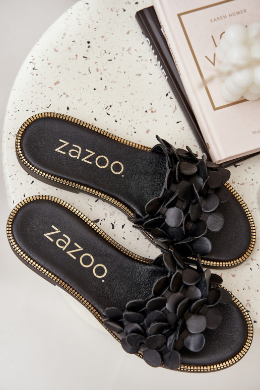 Zazoo 40381 Femminile Pantofole in pelle con tacchi larghi colore nero Zazoo 40381 Femminile Pantofole in pelle con tacchi larghi colore nero