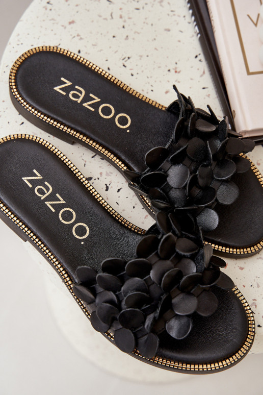 Zazoo 40381 Femminile Pantofole in pelle con tacchi larghi colore nero Zazoo 40381 Femminile Pantofole in pelle con tacchi larghi colore nero