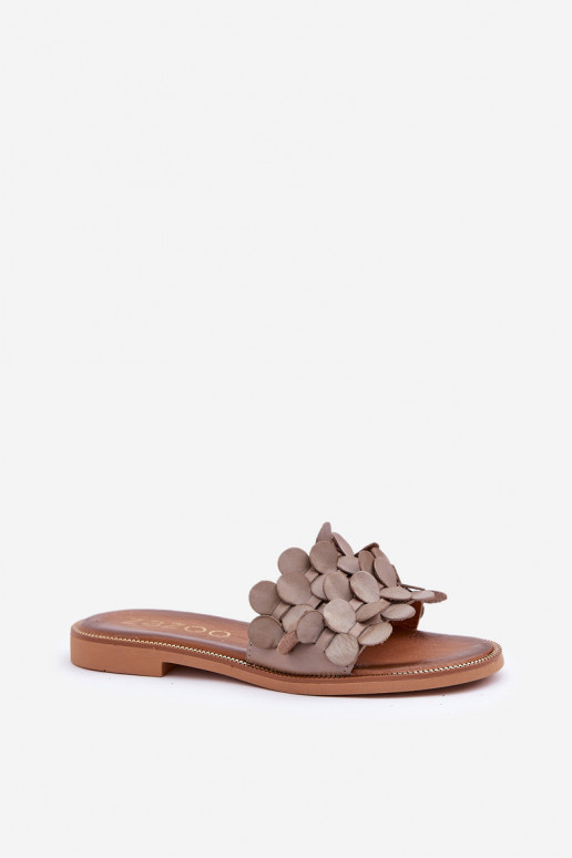 Zazoo 40381 Femminile Pantofole in pelle con tacchi larghi colore argilla Zazoo 40381 Femminile Pantofole in pelle con tacchi larghi colore argilla