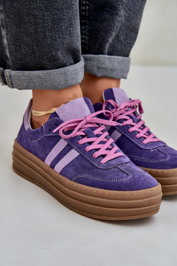 Scarpe sportive in suede con piattaforma Zazoo N1068S4 color viola scuro