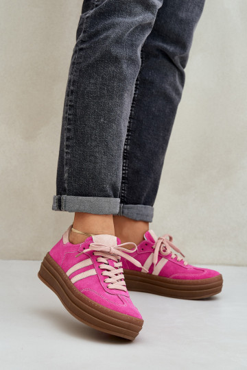 Scarpe sportive in suede con piattaforma Zazoo N1068S4 color rosa