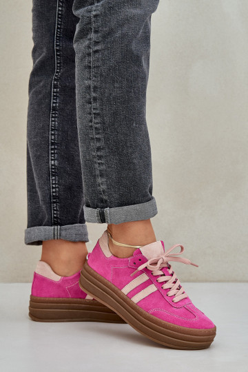 Scarpe sportive in suede con piattaforma Zazoo N1068S4 color rosa 2