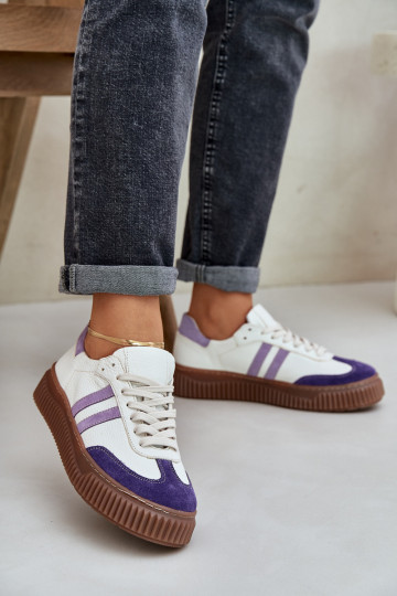 Scarpe sportive in pelle bassa con piattaforma Zazoo N1068S6 color bianco 2