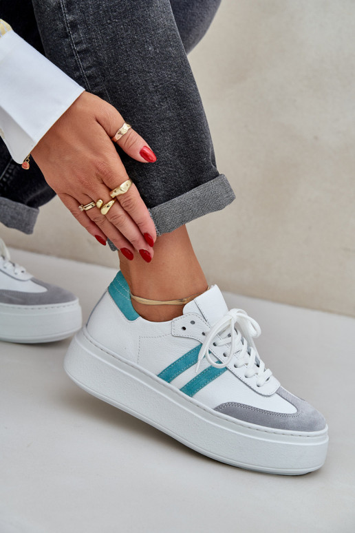 Zazoo N1068S8 Pelle Basso Scarpe modello sneakers Femminile con una piattaforma Colore bianco