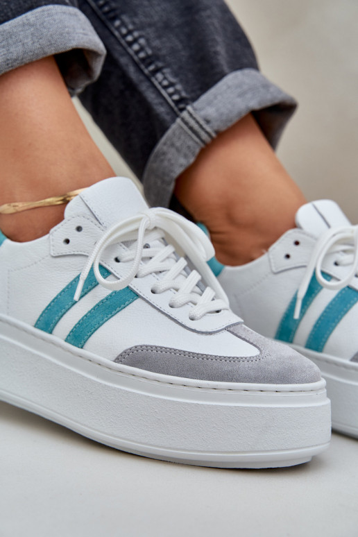 Zazoo N1068S8 Pelle Basso Scarpe modello sneakers Femminile con una piattaforma Colore bianco