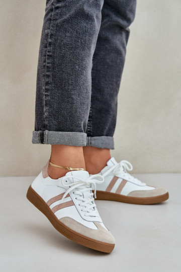 Scarpe sportive in pelle bassa Zazoo N1068 color sabbia 2