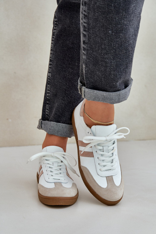 Zazoo N1068 Pelle Basso Scarpe modello sneakers Femminile beige