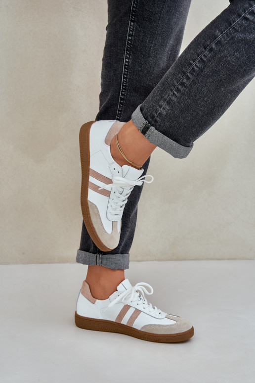 Zazoo N1068 Pelle Basso Scarpe modello sneakers Femminile beige