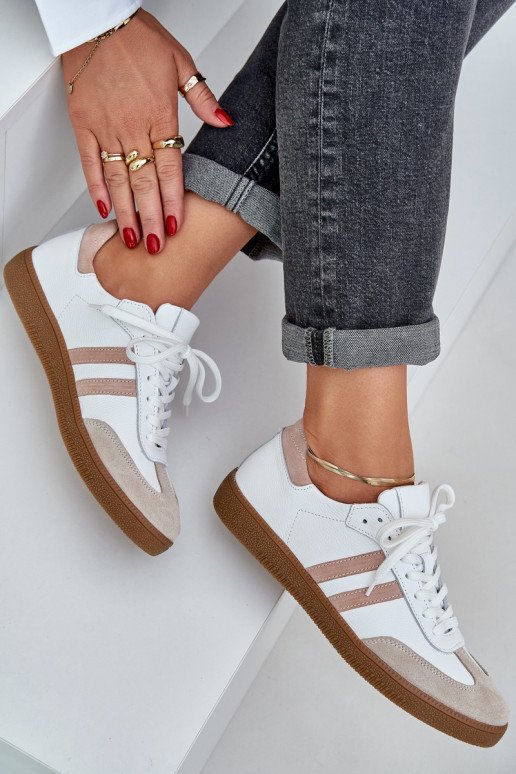 Zazoo N1068 Pelle Basso Scarpe modello sneakers Femminile beige