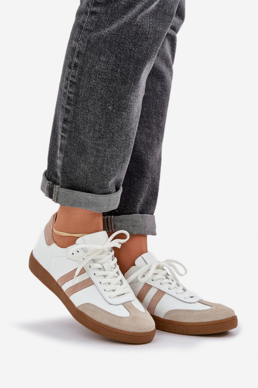 Zazoo N1068 Pelle Basso Scarpe modello sneakers Femminile beige