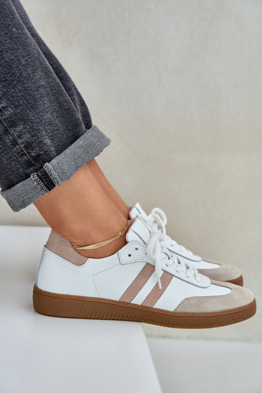 Zazoo N1068 Pelle Basso Scarpe modello sneakers Femminile beige