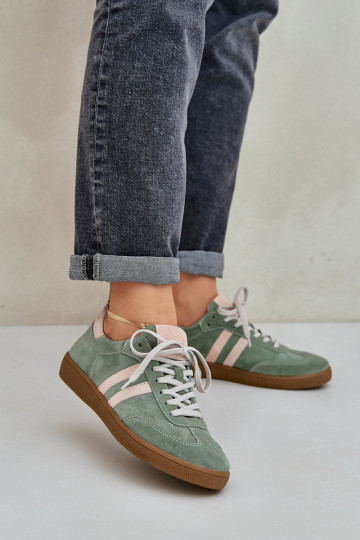 Zazoo N1068 dalla pelle scamosciata Basso Scarpe modello sneakers Femminile colore verde