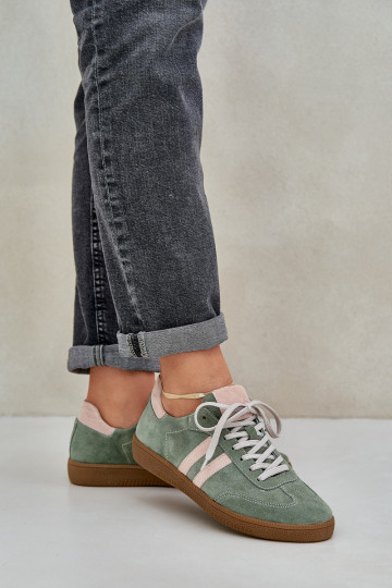 Zazoo N1068 dalla pelle scamosciata Basso Scarpe modello sneakers Femminile colore verde 2