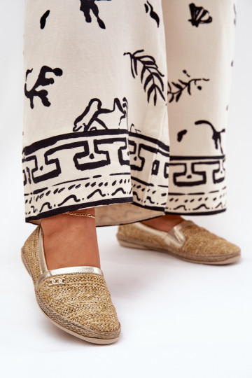Espadrillas eleganti in pelle con intrecci Zazoo 10178 color sabbia-oro 2